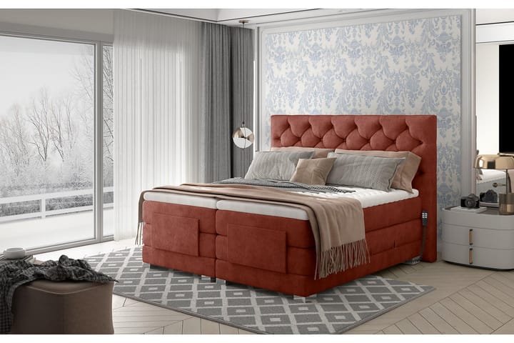 Sängpaket Trifolia Kontinentalsäng 160x200 cm Ställbar - Röd - Möbler - Säng - Ställbar säng