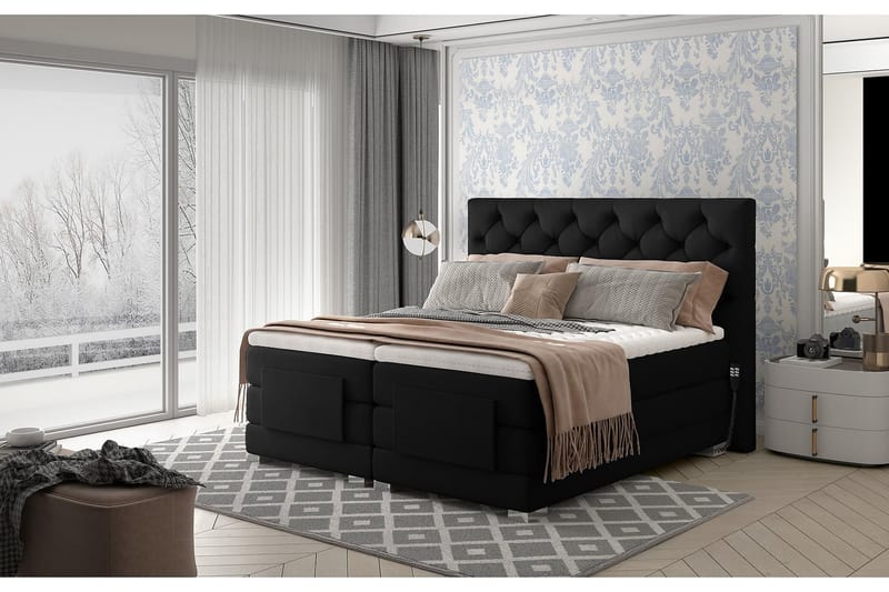 Sängpaket Trifolia Kontinentalsäng 180x200 cm Ställbar - Svart - Möbler - Säng - Ställbar säng
