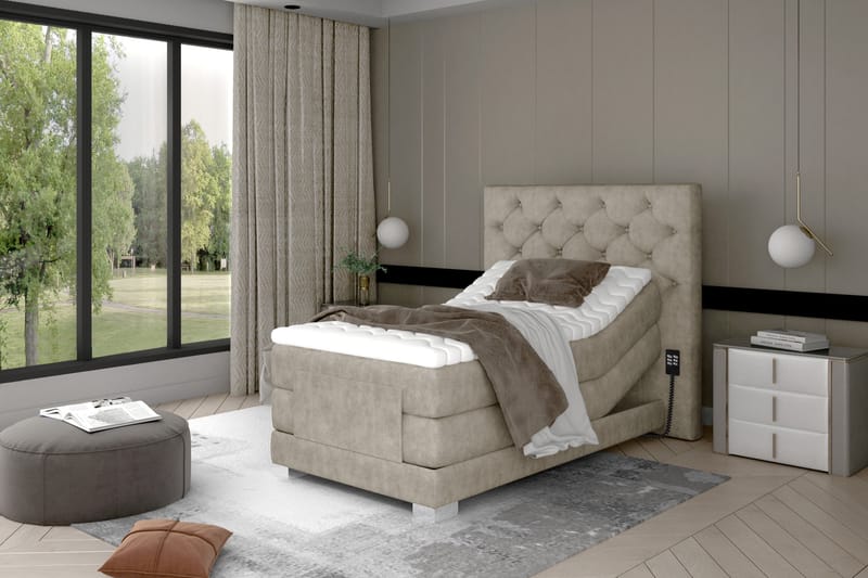 Sängpaket Trifolia Kontinentalsäng 90x200 cm Ställbar - Beige - Möbler - Säng - Ställbar säng
