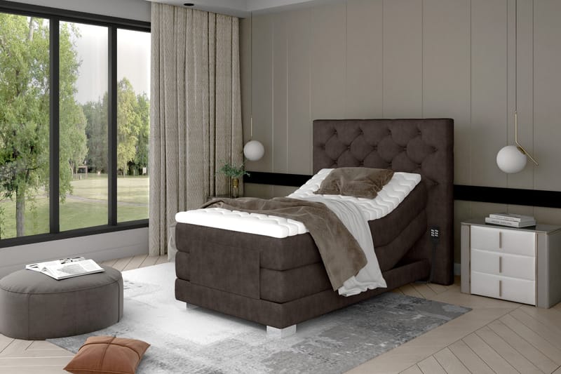Sängpaket Trifolia Kontinentalsäng 90x200 cm Ställbar - Brun - Möbler - Säng - Ställbar säng
