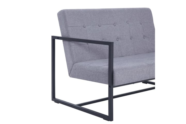 2-sitssoffa med armstöd ljusgrå stål och tyg - Grå - Möbler - Soffa - 2 sits soffa