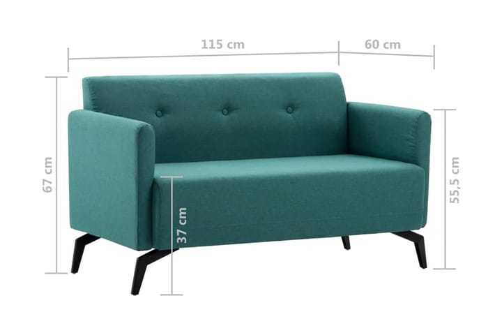 2-sitssoffa med tygklädsel 115x60x67 cm grön - Grön - Möbler - Soffa - 2 sits soffa