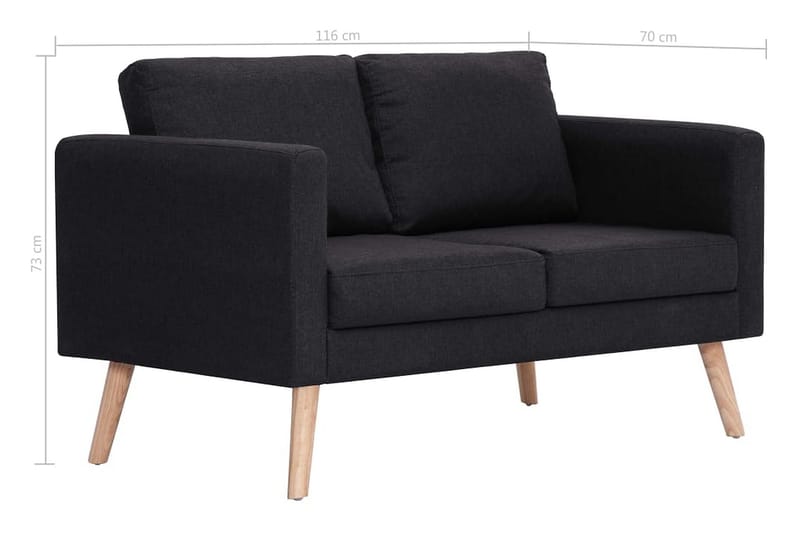 2-sitssoffa tyg svart - Svart - Möbler - Soffa - 2 sits soffa