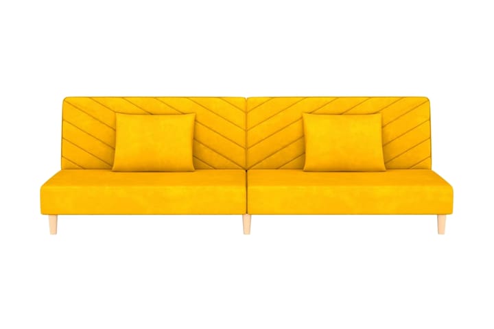 Bäddsoffa 2-sits med två kuddar gul sammet - Gul - Möbler - Soffa - Bäddsoffa - 2 sits bäddsoffa