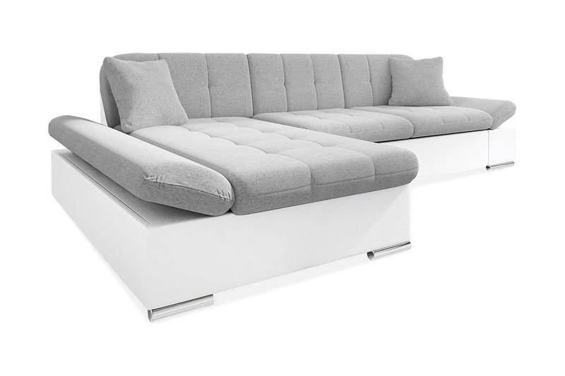 Bäddsoffa Hildura med Förvaring Vänster LED-belysning - Vit/Ljusgrå - Möbler - Soffa - Sofftillbehör - Nackstöd soffa