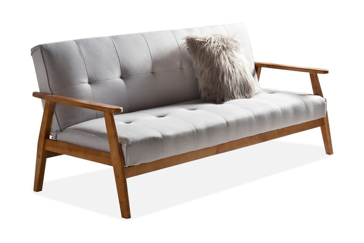 Bäddsoffa 190x85x81 cm light grey woven fabric - Möbler - Soffa - Bäddsoffa - Futon - Futon soffa