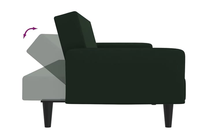 Bäddsoffa 2-sits mörkgrön sammet - Mörkgrön - Möbler - Soffa - Bäddsoffa - Längsbäddad bäddsoffa