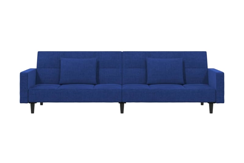 Bäddsoffa 2-sits med två kuddar blå tyg - Blå - Möbler - Soffa - Bäddsoffa - Längsbäddad bäddsoffa
