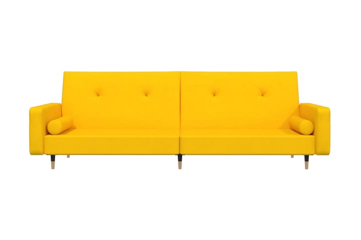 Bäddsoffa 2-sits med två kuddar gul sammet - Gul - Möbler - Soffa - Bäddsoffa - Längsbäddad bäddsoffa