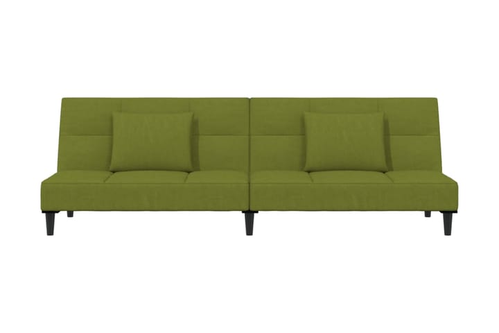 Bäddsoffa 2-sits med två kuddar ljusgrön sammet - Ljusgrön - Möbler - Soffa - Bäddsoffa - Längsbäddad bäddsoffa