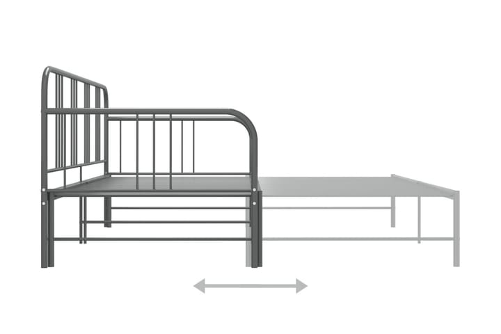 Utdragbar sängram bäddsoffa grå metall 90x200 cm - Grå - Möbler - Soffa - Bäddsoffa - Längsbäddad bäddsoffa