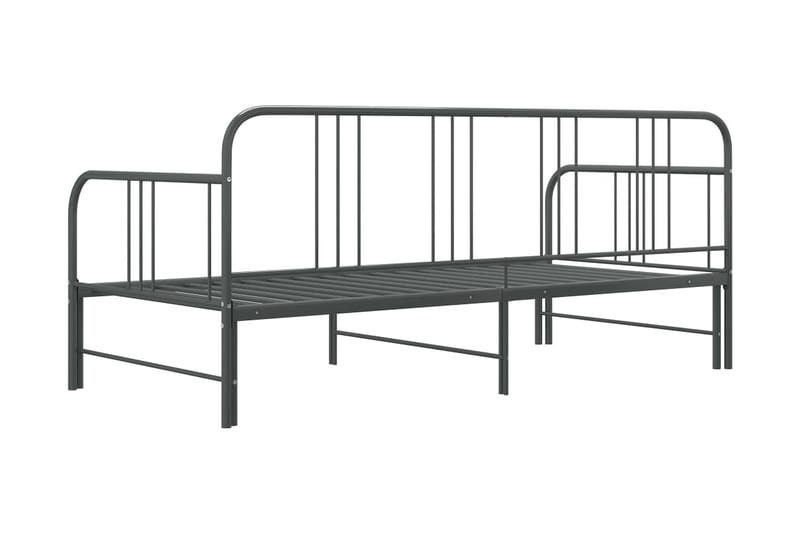 Utdragbar sängram bäddsoffa grå metall 90x200 cm - Grå - Möbler - Soffa - Bäddsoffa - Längsbäddad bäddsoffa
