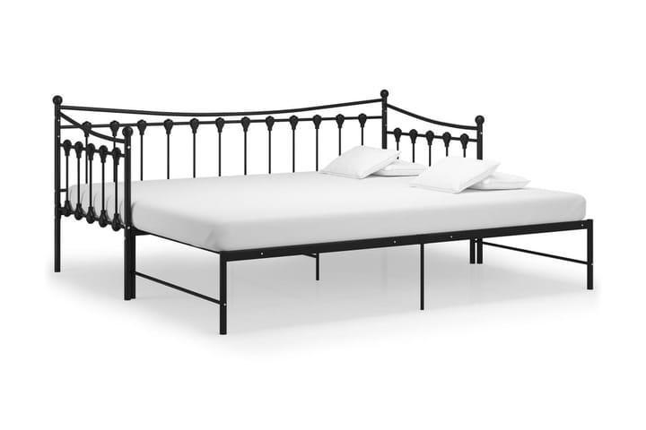 Utdragbar sängram bäddsoffa svart metall 90x200 cm - Svart - Möbler - Soffa - Sofftillbehör - Nackstöd soffa