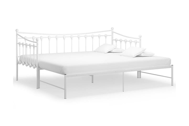 Utdragbar sängram bäddsoffa vit metall 90x200 cm - Vit - Möbler - Soffa - Bäddsoffa - Bäddsoffa längsbäddad