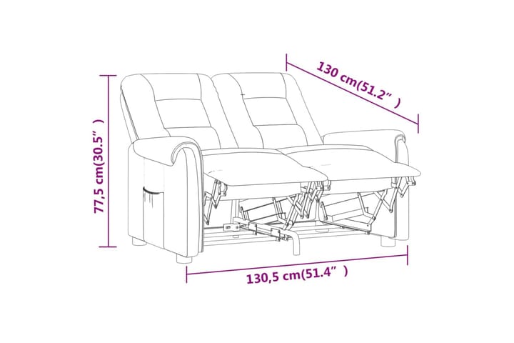 2-sits reclinerfåtölj svart mikrofibertyg - Svart - Möbler - Soffa - Biosoffa & reclinersoffa