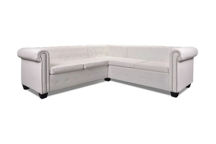 5-sitsig Chesterfield soffa konstläder vit - Vit - Möbler - Soffor - Sammetssoffor
