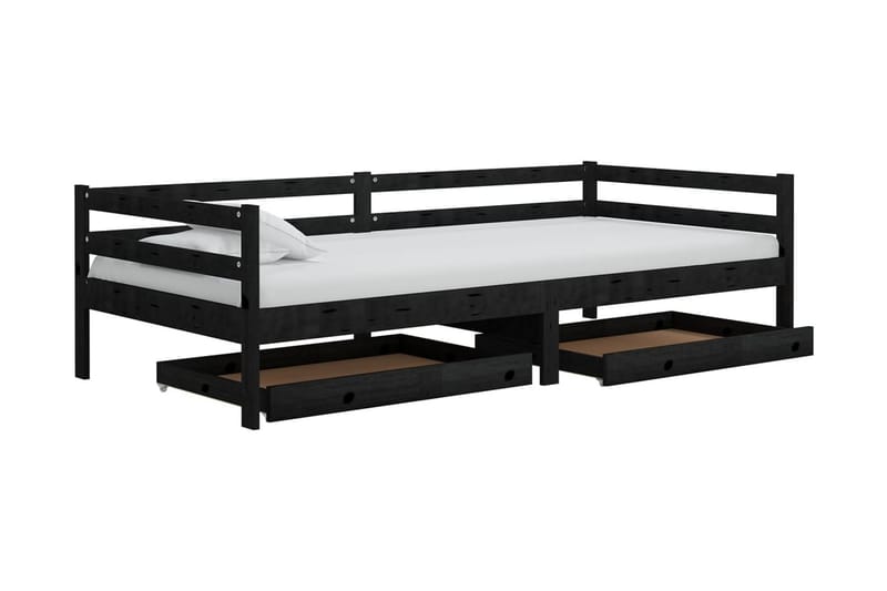 Dagbädd med lådor 90x200 cm svart massiv furu - Svart - Möbler - Soffa - Dagbädd