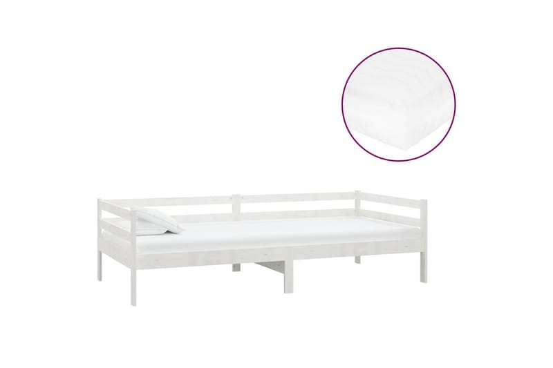Dagbädd med madrass 90x200 cm vit massiv furu - Vit - Möbler - Soffa - Dagbädd