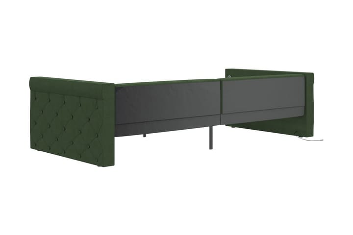 Dagbädd med madrass USB mörkgrön tyg 90x200 cm - Grön - Möbler - Soffa - Dagbädd