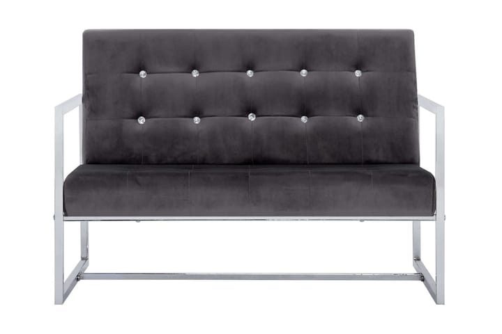 2-sitssoffa med armstöd mörkgrå krom och sammet - Grå - Möbler - Soffa - 2 sits soffa