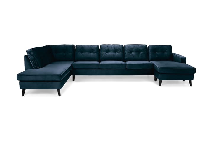 U-soffa Miller Large med Divan Höger Sammet - Midnattsblå - Möbler - Fåtölj & stolar - Pall & puff - Fotpallar