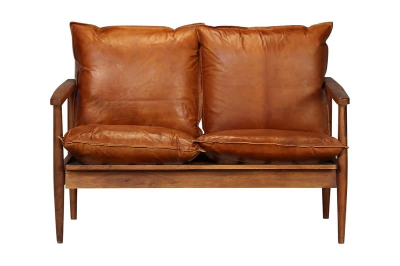 2-sitssoffa i äkta läder med akaciaträ brun - Brun - Möbler - Soffa - Howardsoffa