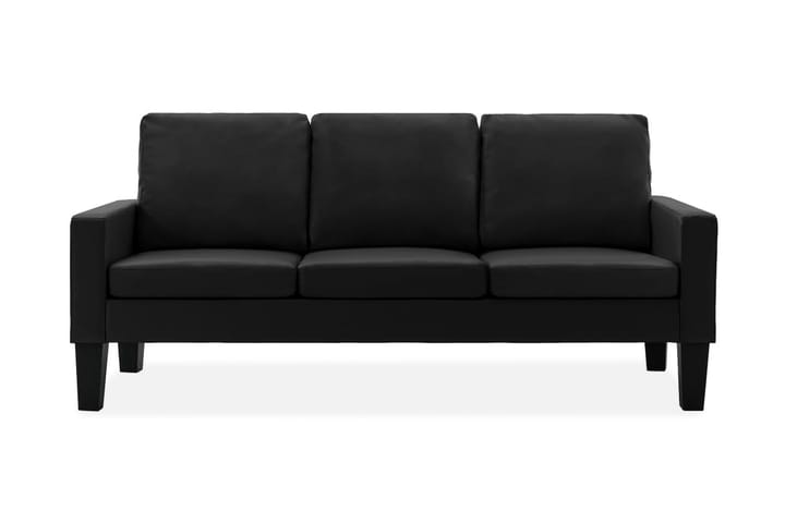 3-sitssoffa svart konstläder - Svart - Möbler - Soffa - 3 sits soffa