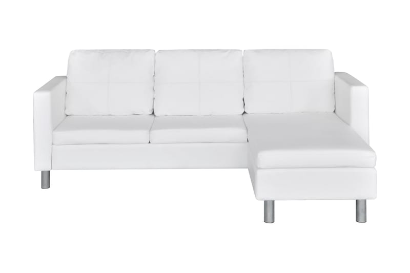 Divansoffa 3-sits konstläder vit - Vit - Möbler - Soffa - Divansoffa & schäslongsoffa - 3 sits soffa med divan