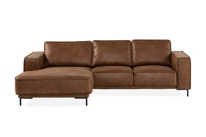Soffa Minou 2-sits med Divan Vänster Bonded Leather - Brun - Möbler - Soffa - Divansoffa & schäslongsoffa - 2 sits soffa med divan