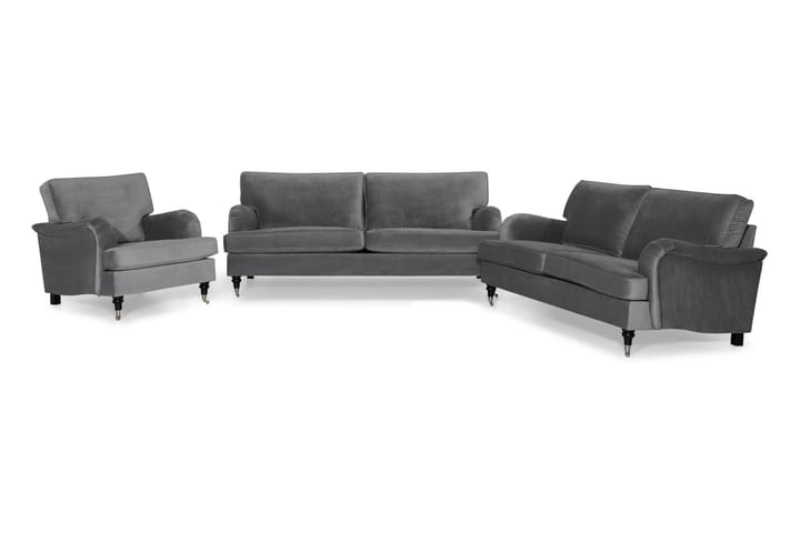 Soffgrupp Oxford Classic 3,5-sits+3-sits+Fåtölj Sammet - Silvergrå - Möbler - Soffa - 3 sits soffa