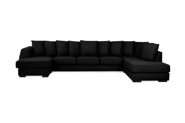 U-soffa Ontario Large med Divan Vänster inkl Kuvertkuddar - Svart - Möbler - Soffa - Hörnsoffa