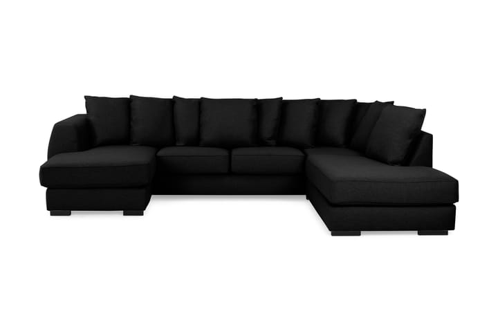 U-soffa Ontario med Divan Vänster inkl Kuvertkuddar - Svart - Möbler - Soffa - Divansoffa & schäslongsoffa - 4 sits soffa med divan