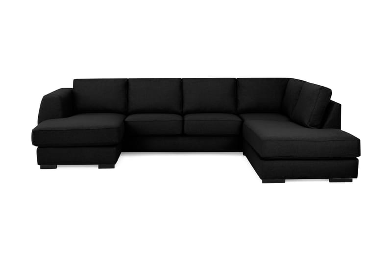 U-soffa Ontario med Divan Vänster - Svart - Möbler - Soffa - Divansoffa & schäslongsoffa - 4 sits soffa med divan