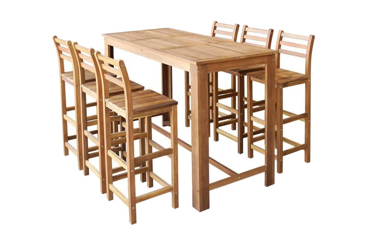 Barbord med barstolar 7 delar massivt akaciaträ - Brun - Möbler - Fåtölj & stolar - Barstol & barpall