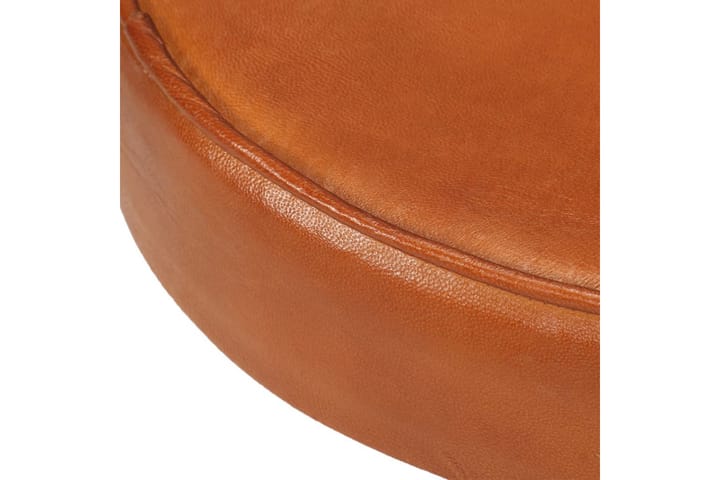 Barstolar 2 st brun äkta läder och gjutjärn - Brun - Möbler - Fåtölj & stolar - Barstol & barpall
