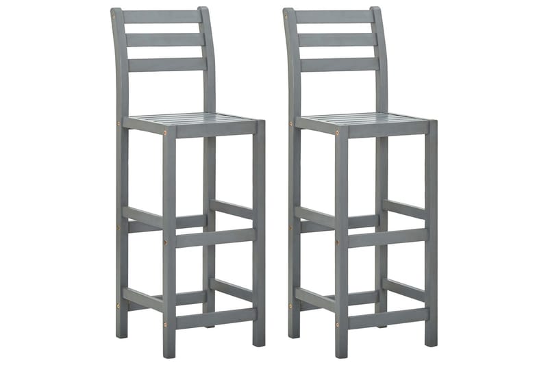 Barstolar 2 st grå massivt akaciaträ - Grå - Möbler - Fåtölj & stolar - Barstol & barpall