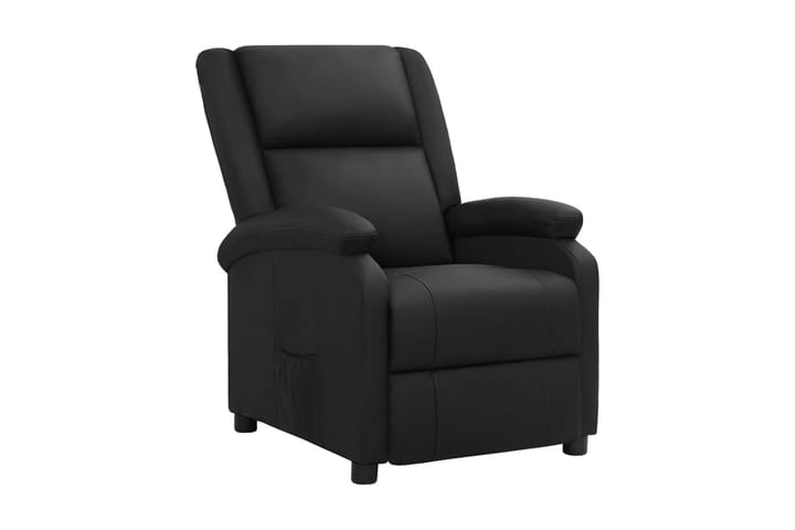 Elektrisk reclinerfåtölj svart äkta läder - Svart - Möbler - Fåtölj & stolar - Fåtölj - Massagestol & massagefåtölj