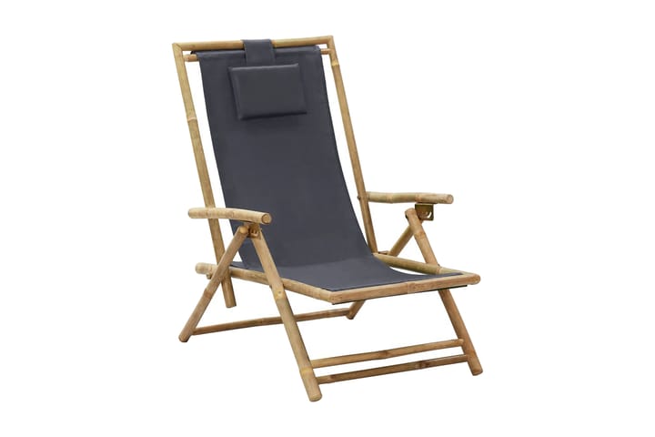 Reclinerstol mörkgrå bambu och tyg - Grå - Möbler - Fåtölj & stolar - Fåtölj - Biofåtölj & reclinerfåtölj