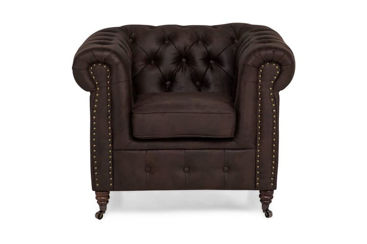 Fåtölj Chester Deluxe Vintage - Mörkbrun - Möbler - Fåtölj & stolar - Fåtölj - Chesterfield fåtölj
