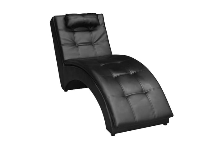 Schäslong med kudde svart konstläder - Svart - Möbler - Fåtölj & stolar - Fåtölj - Massagestol & massagefåtölj