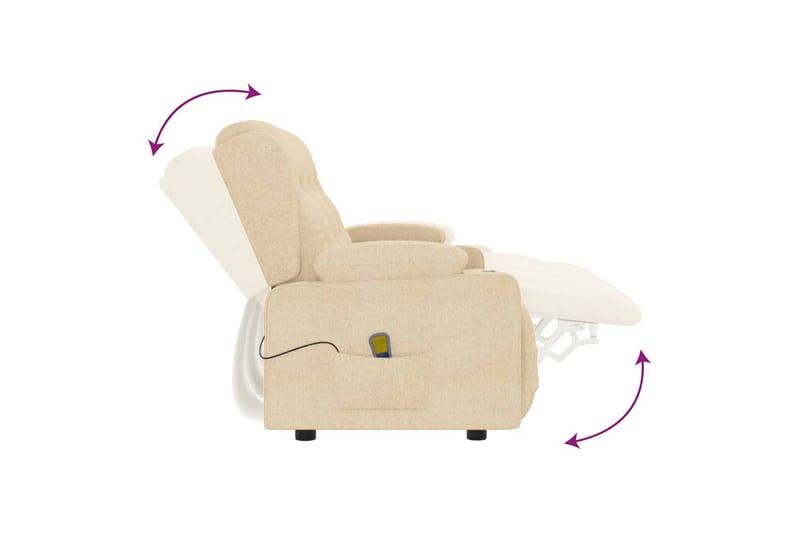 3-sits massagefåtölj med mugghållare gräddvit tyg - Kräm - Möbler - Fåtölj & stolar - Fåtölj - Massagestol & massagefåtölj
