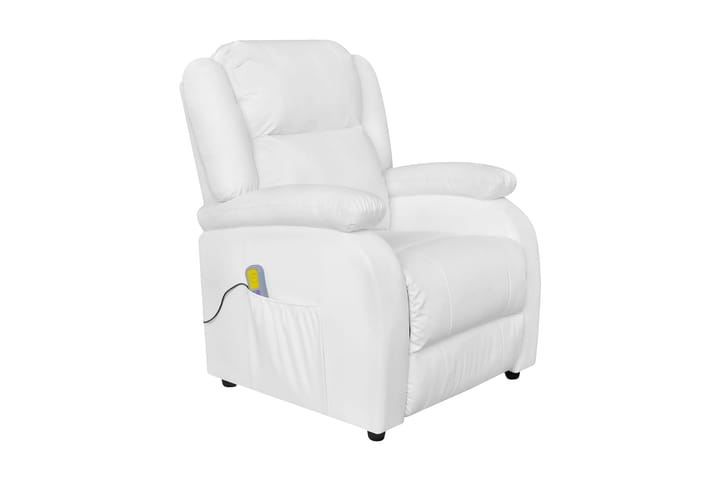 Elektrisk massagefåtölj vit konstläder - Vit - Möbler - Fåtölj & stolar - Fåtölj - Massagestol & massagefåtölj