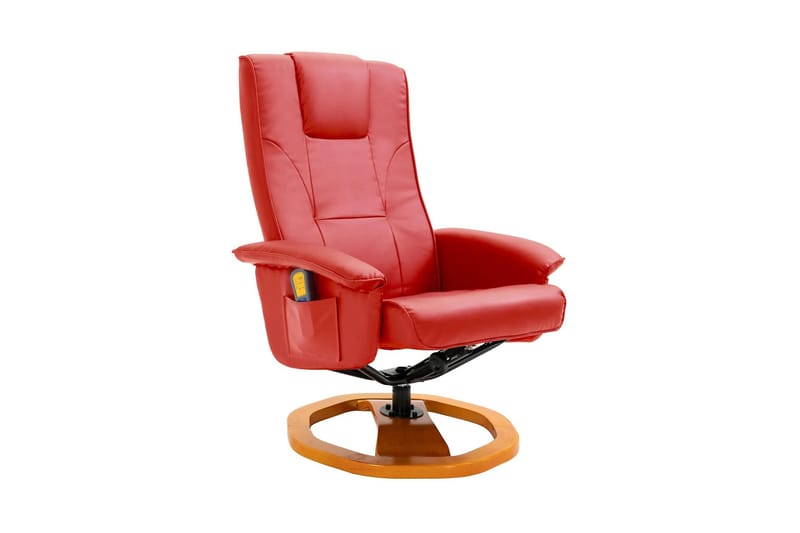 Massagefåtölj med fotpall konstläder röd - Röd - Möbler - Fåtölj & stolar - Fåtölj - Massagestol & massagefåtölj