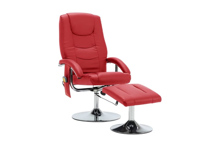 Massagefåtölj med fotpall röd konstläder - Röd - Möbler - Fåtölj & stolar - Fåtölj - Massagestol & massagefåtölj