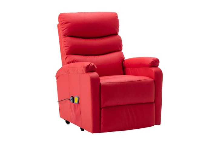 Massagefåtölj med uppresningsfunktion röd konstläder - Röd - Möbler - Fåtölj & stolar - Fåtölj - Massagestol & massagefåtölj