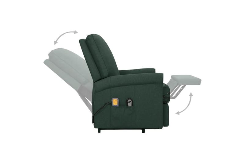 Massagefåtölj med uppresningshjälp mörkgrön tyg - Grön - Möbler - Fåtölj & stolar - Fåtölj - Massagestol & massagefåtölj