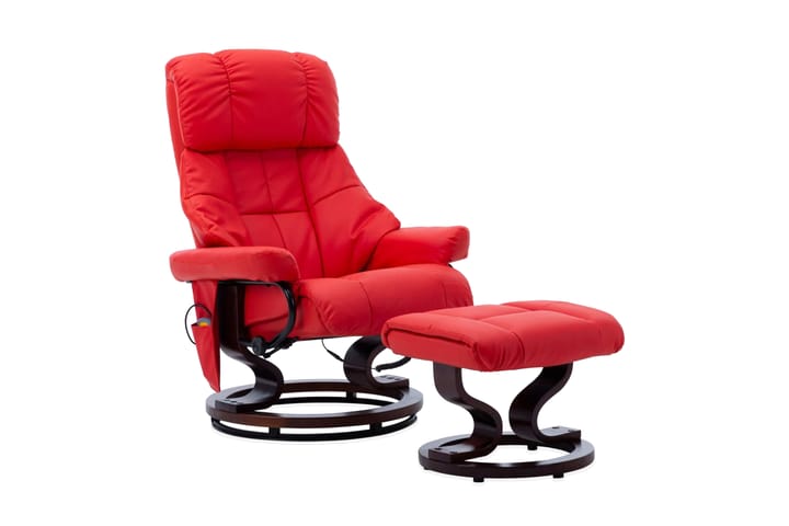 Massagefåtölj röd konstläder och böjträ - Röd - Möbler - Fåtölj & stolar - Fåtölj - Massagestol & massagefåtölj