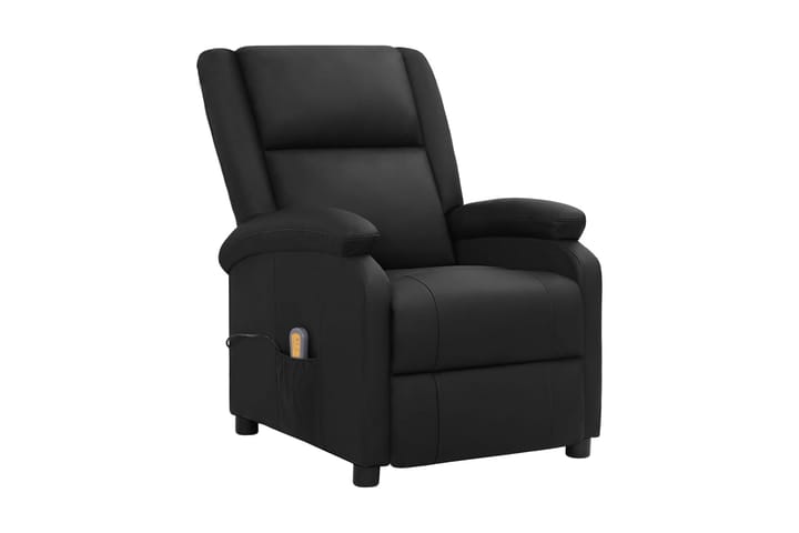 Massagefåtölj svart äkta läder - Svart - Möbler - Fåtölj & stolar - Fåtölj - Biofåtölj & reclinerfåtölj