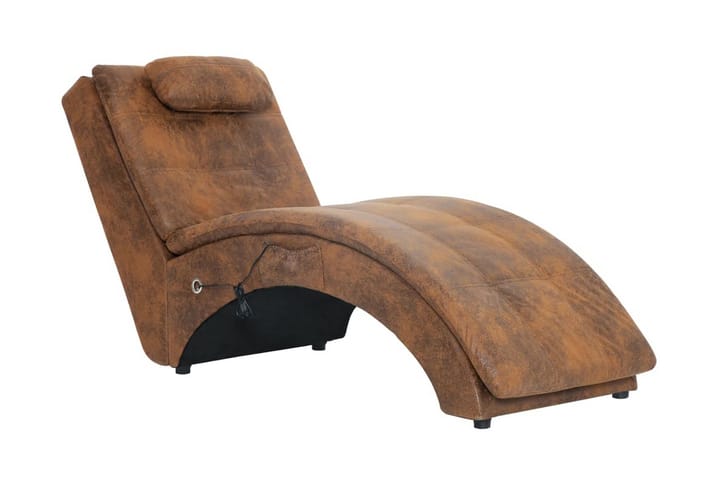 Massageschäslong med kudde brun konstmocka - Brun - Möbler - Fåtölj & stolar - Fåtölj - Massagestol & massagefåtölj