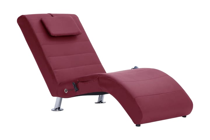 Massageschäslong med kudde vinröd konstläder - Röd - Möbler - Fåtölj & stolar - Fåtölj - Massagestol & massagefåtölj